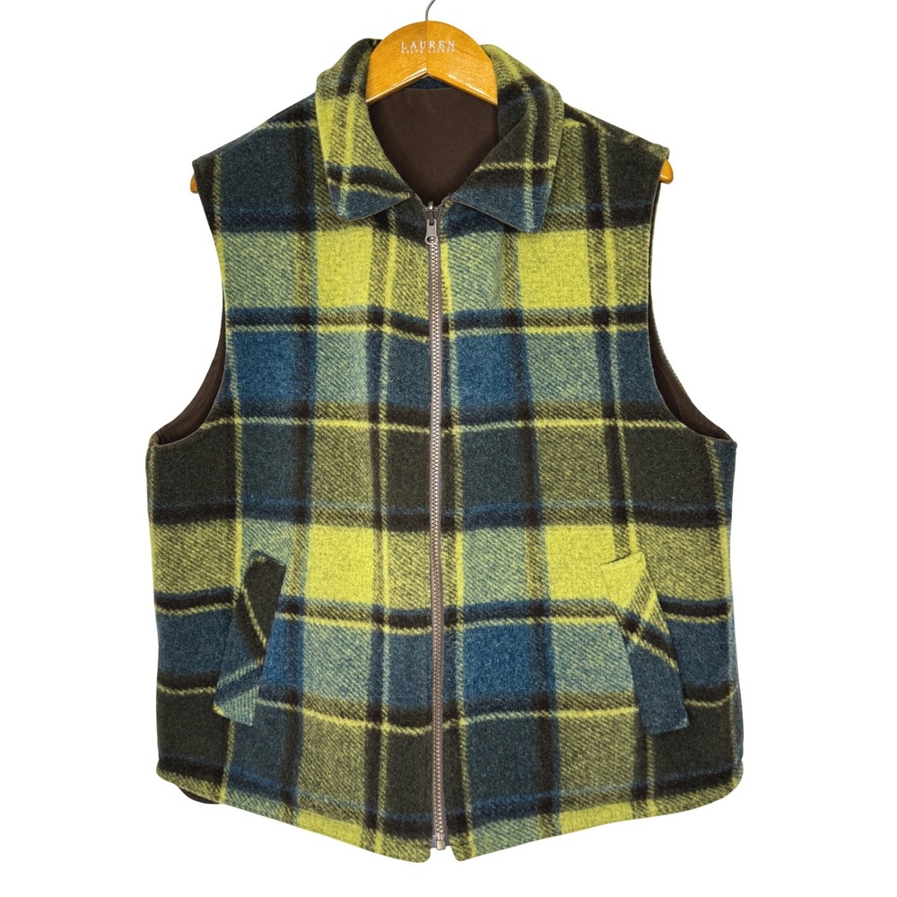 Tsunami Wool Reversible Vest Made in Canada Mens‎ Green/Brown